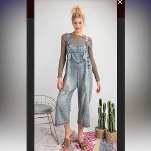 EASEL WASHED BLUE DENIM OVERALLS